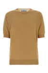 Prada Superfine Cashmere Short-sleeve Sweater In Animal Print