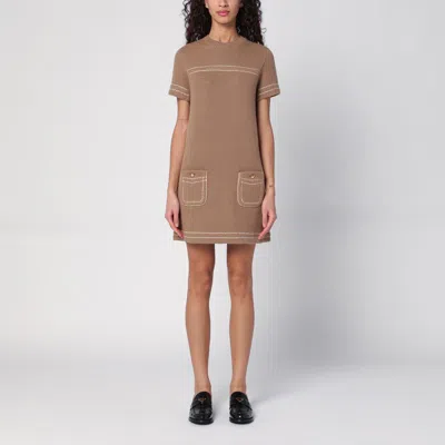 Prada Camel-coloured Cashmere Short Dress In Brown