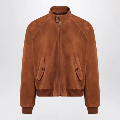 PRADA PRADA  CAMEL-COLOURED SUEDE BOMBER JACKET