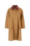 Prada Cotton Overcoat With Contrast Collar And Front Pockets
