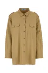 Prada Camicia Oversize In Cotone Cammello Donna In Kaki