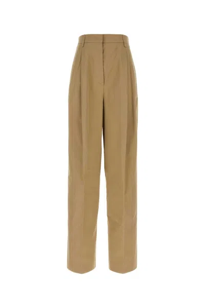 Prada Hose Mit Weitem Bein Aus Baumwolle In Sandfarben