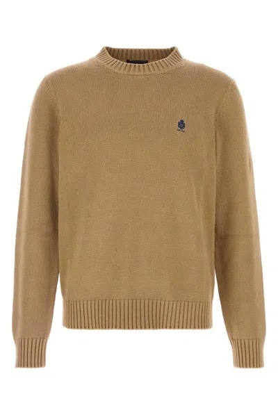 Prada Camel Cotton Sweater In Brown