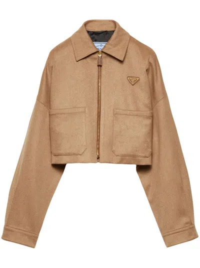 PRADA CAMEL-HAIR BLOUSON JACKET