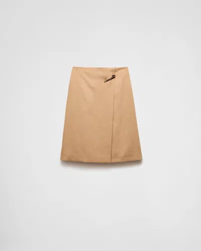 PRADA CAMEL-HAIR MIDI-SKIRT