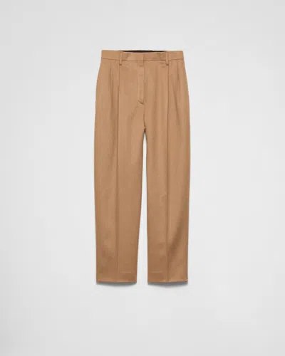 Prada Camel-hair Pants In Kamelbraun
