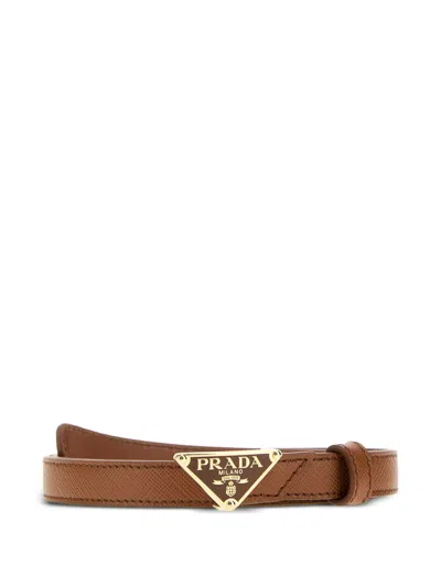 Prada Practical Leather Belt With 1.5 Cm Height In Brown
