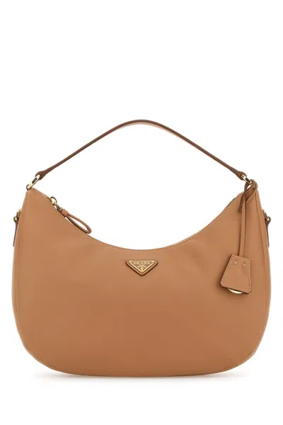 Prada Camel Leather Handbag In Neutral