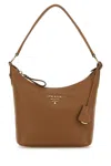 Prada Camel Leather Shoulder Bag In Brown