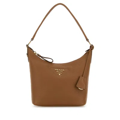 PRADA PRADA CAMEL LEATHER SHOULDER BAG