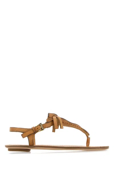 Prada Leather Thong Sandals Open Toe Flat Sole In Brown