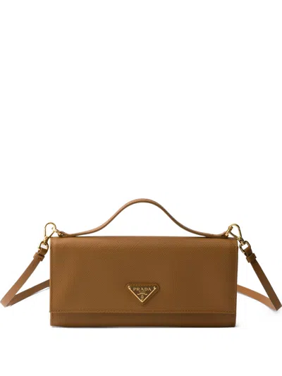 Prada Camel Leather Wallet In Brown