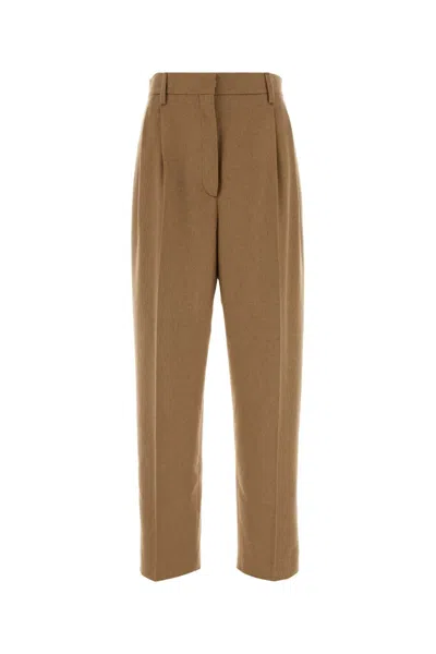 Prada Tailored Trousers Straight Leg Back Pockets In Brown