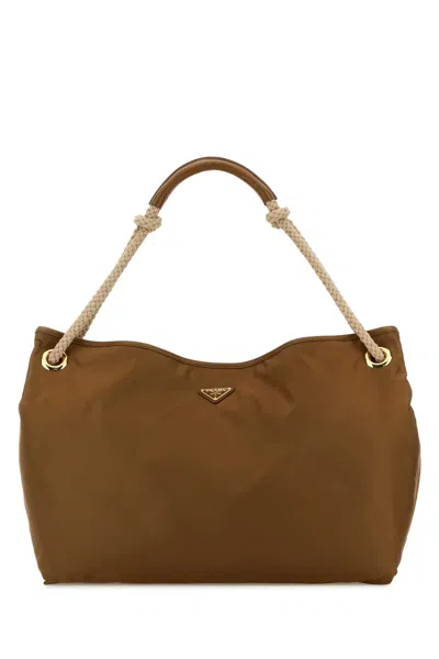 PRADA CAMEL RE-NYLON LARGE PRADA MARINER SHOPPING BAG