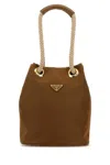 Prada Re-nylon Mariner Bucket Bag With Braided Handles In Brown