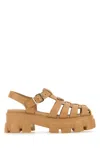 Prada Chunky Platform Sandals With Interwoven Straps In Orzo