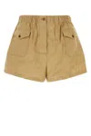 Prada Stretch Cotton Blend Shorts With Button Detail