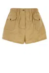 Prada Stretch Cotton Blend Shorts With Button Detail In Black