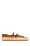 Prada Suede Double Mary Jane Strap Espadrilles In Brown
