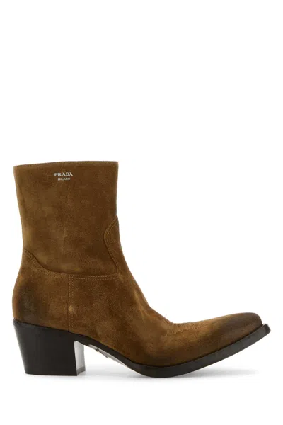 Prada Camel Suede Boots