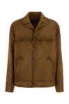 Prada Button-up Brown Coat With Structured Collar In Brown
