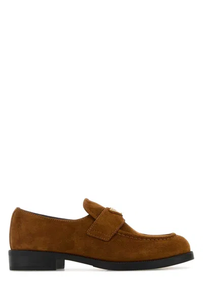 PRADA PRADA CAMEL SUEDE LOAFERS