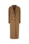 Prada Cappotto In Misto Lana Cammello Donna