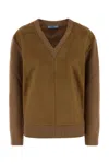 Prada Camel Wool Blend Sweater In Brown