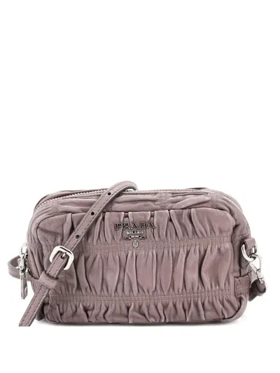 Pre-owned Prada Camera Bag Nappa Gaufre Mini Shoulder Bag In Gray