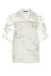 Prada Silk Blend Sheer Shirt With Floral Embroidery
