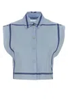 Prada Blue Regular Stripes Shirt In Animal Print