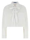 Prada Bow-detail Cropped Shirt In Multi