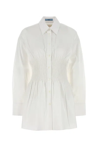 Prada Camicia In Popeline Bianco Donna In Multi