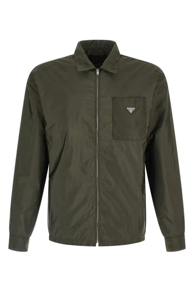 Prada Camicia Re-nylon Piuma In Green