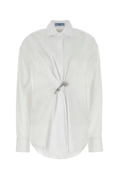 PRADA CAMICIA IN POPELINE BIANCO DONNA