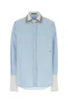 Prada Jewel-embellished Collar Shirt In Blue