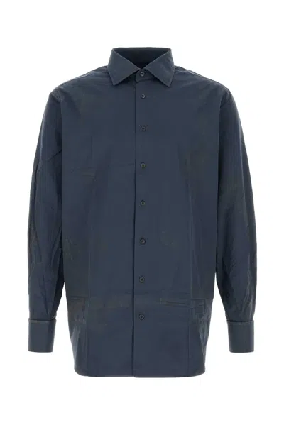 Prada Oversized Cotton Shirt In Blue