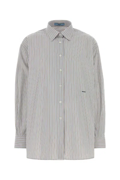 Prada Grey Regular Stripes Shirt