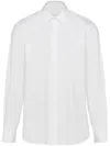 Prada Mens White 100% Cotton Poplin Shirt With Nacre Buttons And Side Slits In White
