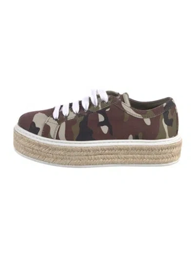 Pre-owned Prada Camo Espadrille Platform Espadrille Sneakers In Green