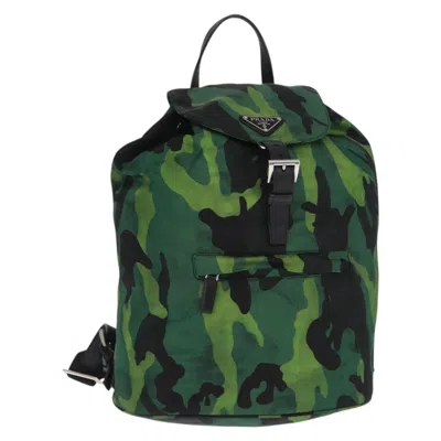 Pre-owned Prada Camouflage Backpack Tessuto Green Nylon Backpack Bag ()