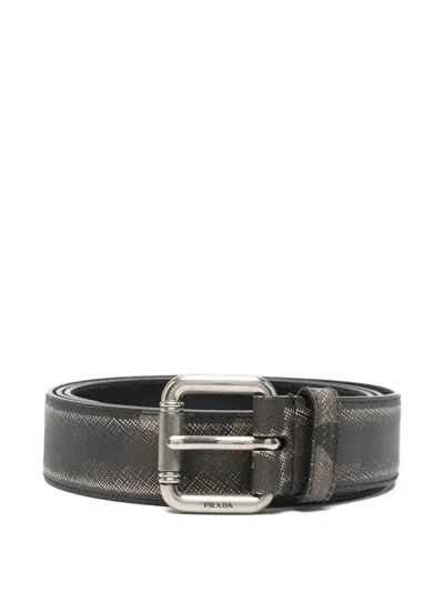Prada Camouflage Buckle Belt In Black