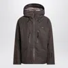 Prada Hooded Jacket Adjustable Drawstrings Waterproof Design In Brown