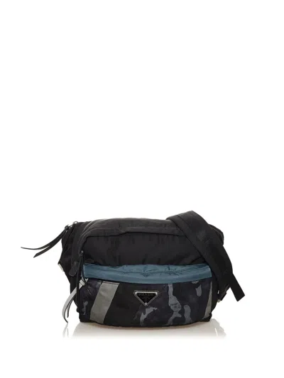 Pre-owned Prada Camouflage Pocket Tessuto Belt Bag In Black