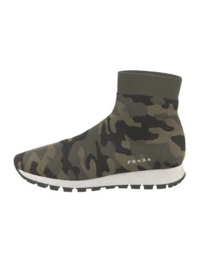 Pre-owned Prada Camouflage Print Athletic Sneakers In Green