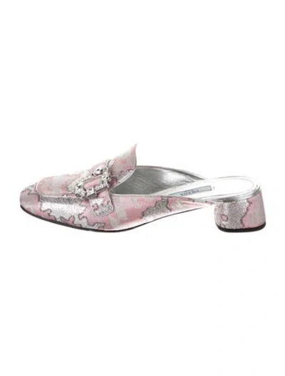 Pre-owned Prada Camouflage Print Glitter Accents Mules In Pink