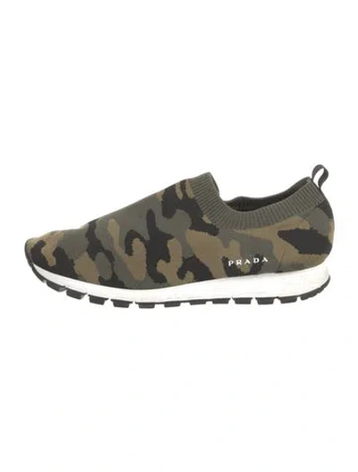Pre-owned Prada Camouflage Print Sneakers In Green