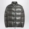 Prada Triangle Logo Oversized Down Jacket In Gray