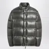 Prada Triangle Logo Oversized Down Jacket In Gray