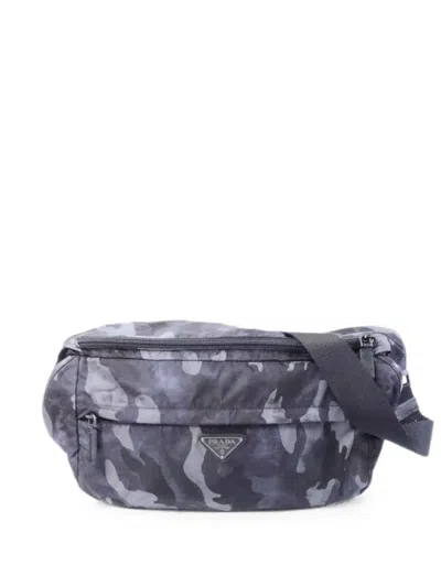 Pre-owned Prada Camouflage-print Belt Bag In Gray